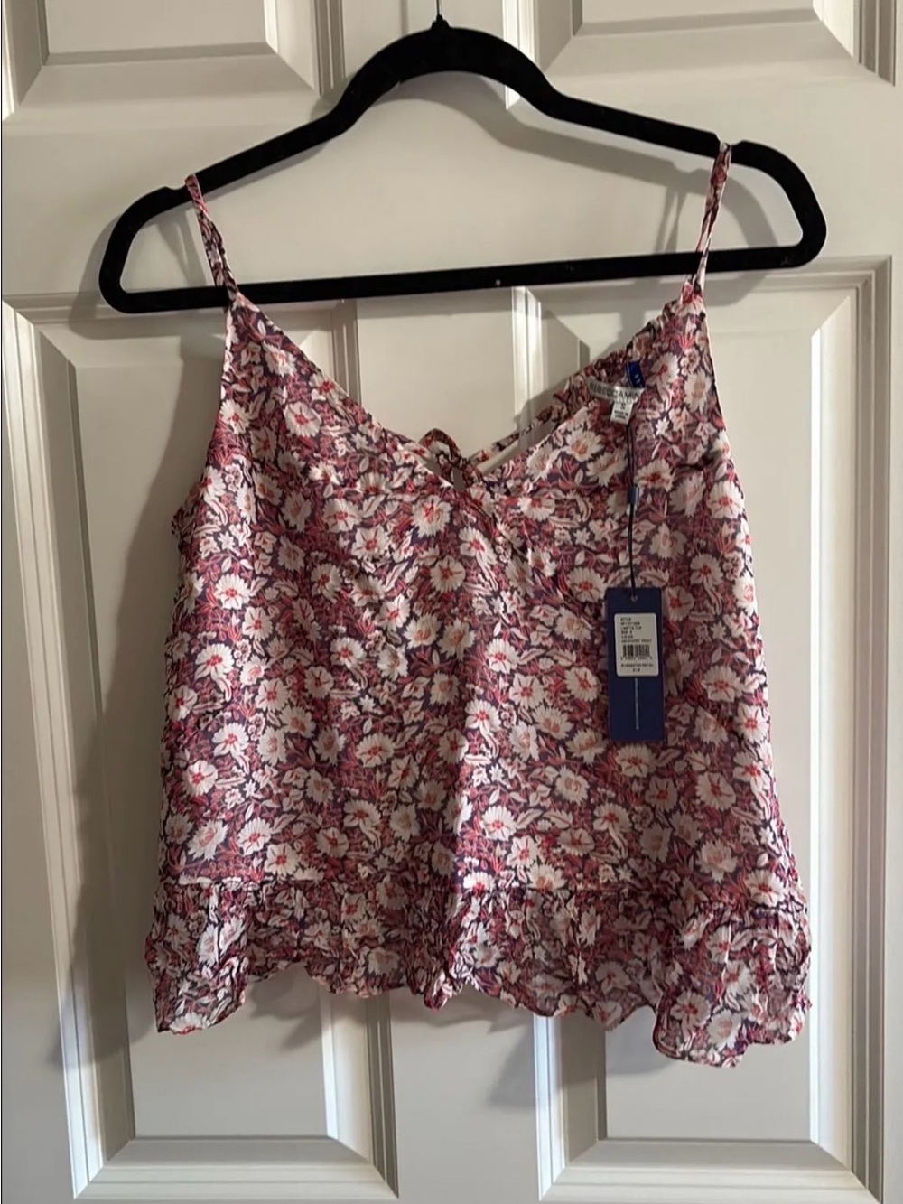 Rebecca Minkoff Pink Floral Ruffle-Hem Tank Top